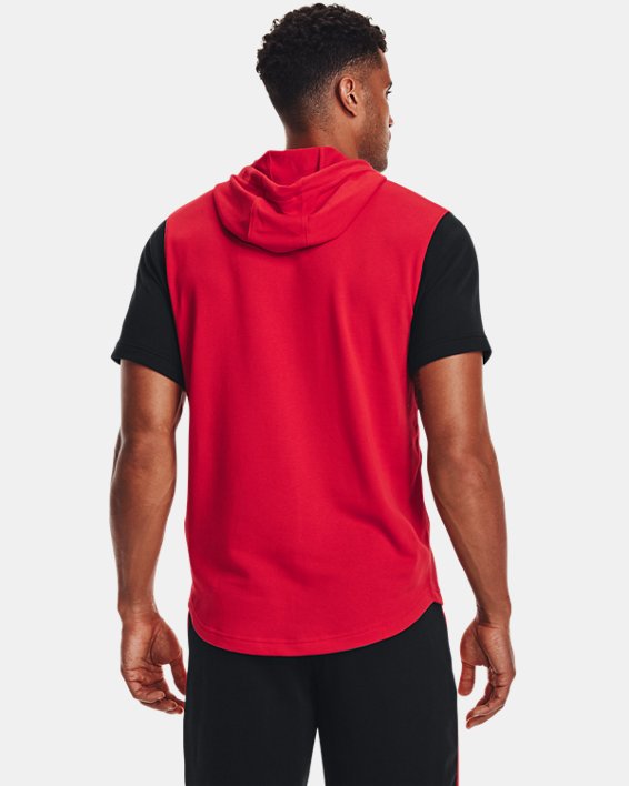 Men's UA Rival Terry Colorblock Short Sleeve Hoodie, Red, pdpMainDesktop image number 1
